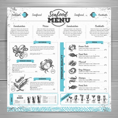 Seafood Restaurant Menu Templates 35xAI