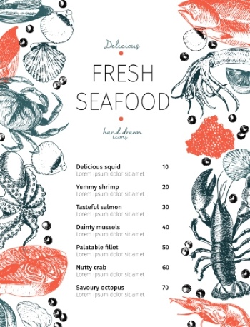 Seafood Restaurant Menu Templates 35xAI