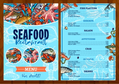 Seafood Restaurant Menu Templates 35xAI