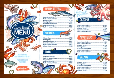 Seafood Restaurant Menu Templates 35xAI