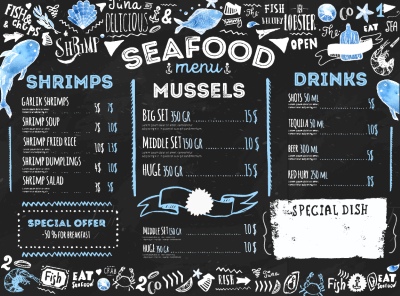 Seafood Restaurant Menu Templates 35xAI