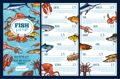 Seafood Restaurant Menu Templates 35xAI
