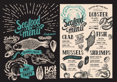 Seafood Restaurant Menu Templates 35xAI