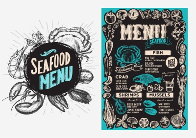 Seafood Restaurant Menu Templates 35xAI