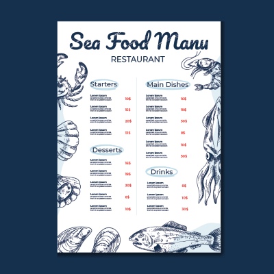 Seafood Restaurant Menu Templates 35xAI