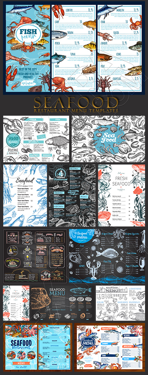 Seafood Restaurant Menu Templates 35xAI