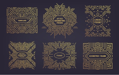 Art Deco Luxury Gatsby Wedding & Invitation Patterns #2, 25xAI