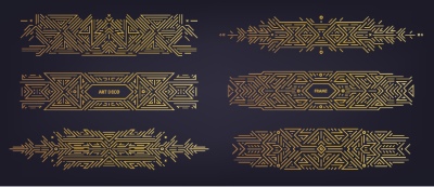 Art Deco Luxury Gatsby Wedding & Invitation Patterns #2, 25xAI