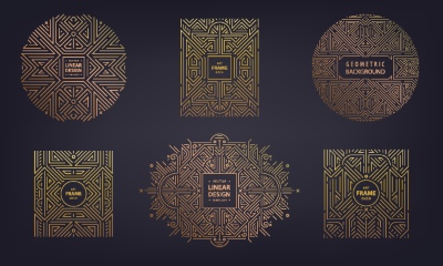 Art Deco Luxury Gatsby Wedding & Invitation Patterns #2, 25xAI