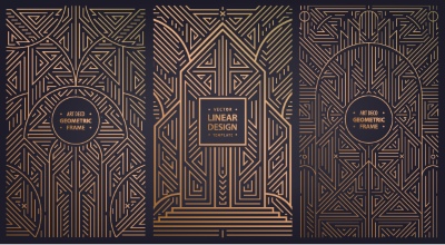 Art Deco Luxury Gatsby Wedding & Invitation Patterns #2, 25xAI