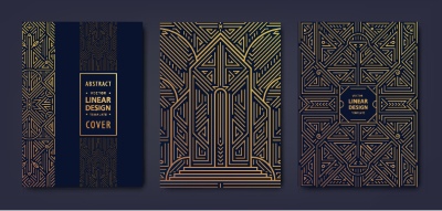 Art Deco Luxury Gatsby Wedding & Invitation Patterns #2, 25xAI