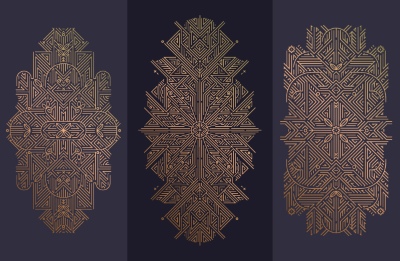 Art Deco Luxury Gatsby Wedding & Invitation Patterns #2, 25xAI