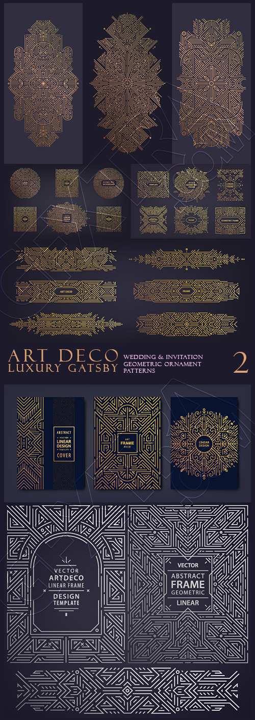 Art Deco Luxury Gatsby Wedding & Invitation Patterns #2, 25xAI Art Deco Luxury Gatsby Wedding & Invitation Patterns #2, 25xAI