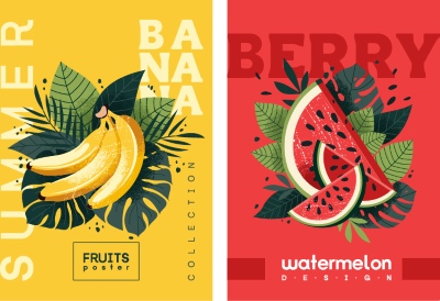 Fruit & Flower Templates for Poster, Prints, Menu, Card or Textile 25xAI