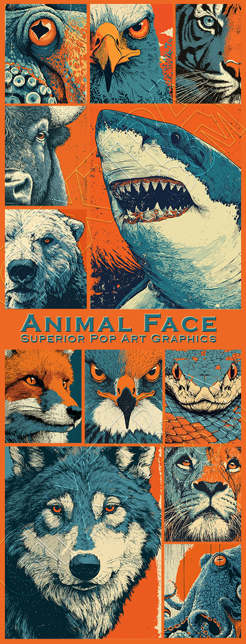 Animal Face Pop Art Graphics 34xAI Animal Face Pop Art Graphics 34xAI