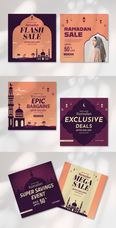 Ramadan Kareem & Eid Mubarak Templates #2, 18xAIT