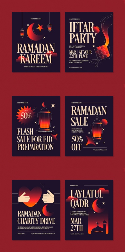 Ramadan Kareem & Eid Mubarak Templates #2, 18xAIT