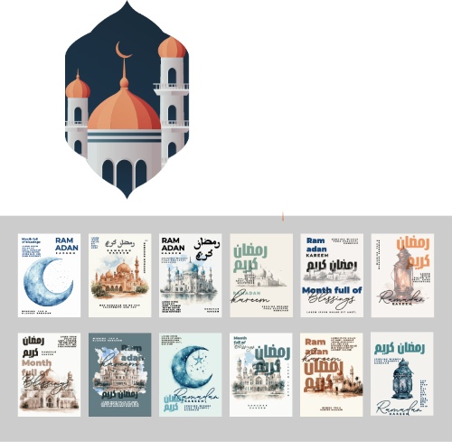 Ramadan Kareem & Eid Mubarak Templates #7, 29xAI