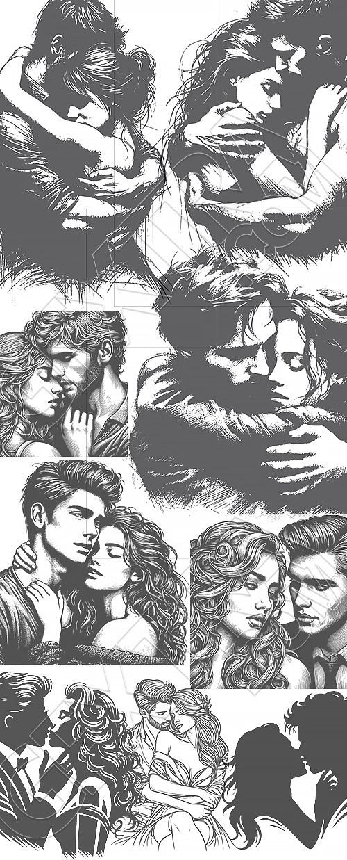 Embracing Romantic Couples Monochrome 25xAI Embracing Romantic Couples Monochrome 25xAI