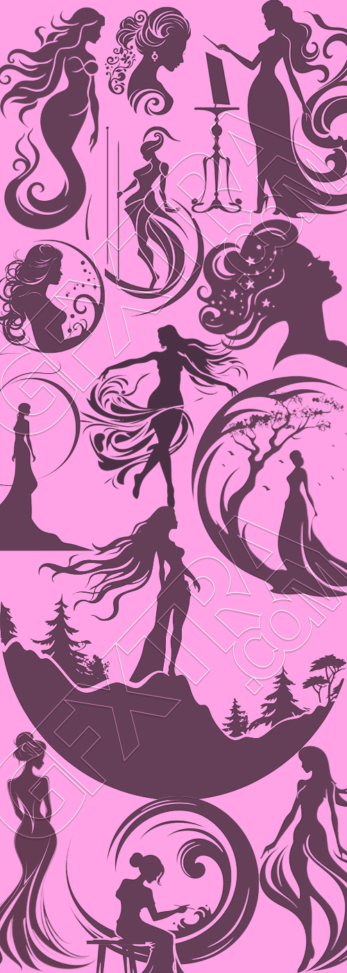 Sleek Woman Shadow Vectors 26xSVG Sleek Woman Shadow Vectors 26xSVG