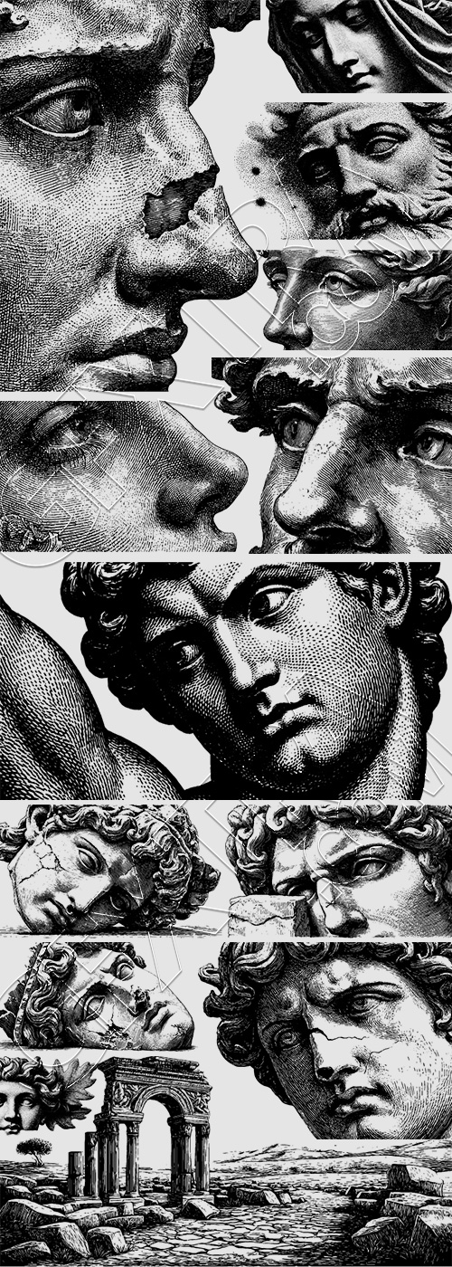 Ancient Roman Broken Statutes, Columns & Structures #1, 28xAI Ancient Roman Broken Statutes, Columns & Structures #1, 28xAI