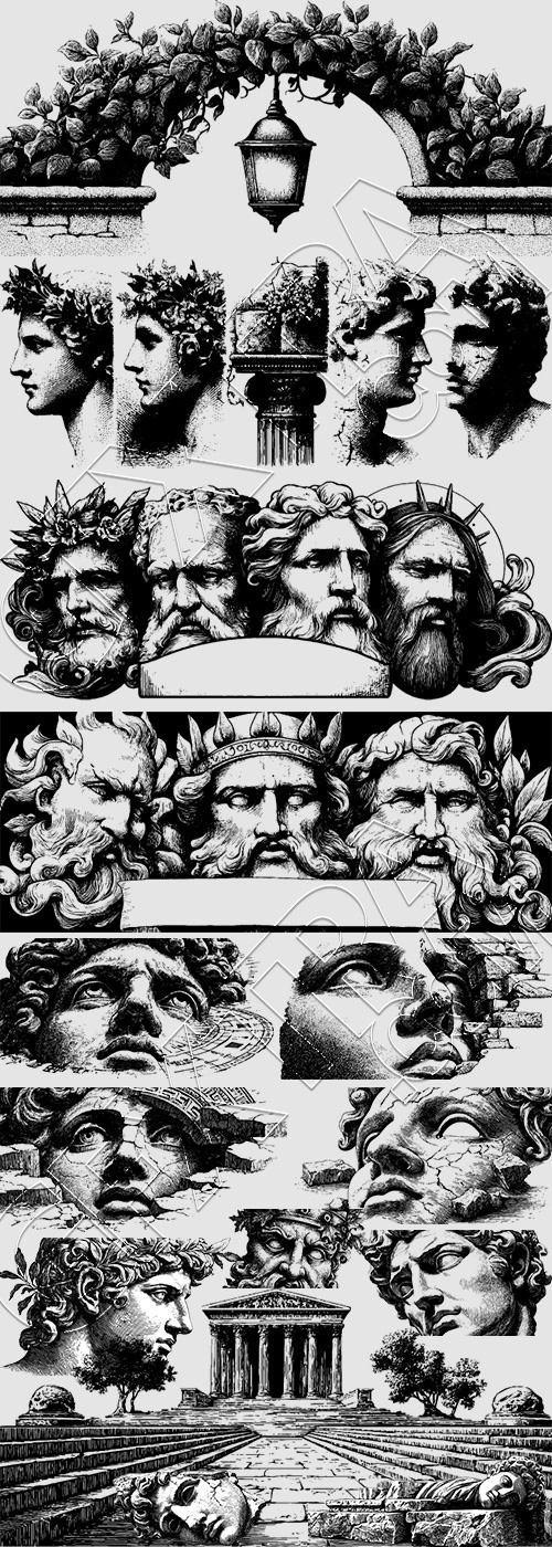 Ancient Roman Broken Statutes, Columns & Structures #2, 28xAI Ancient Roman Broken Statutes, Columns & Structures #2, 28xAI