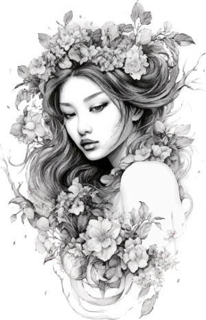 Girl with Flowers in Hair 32xAI