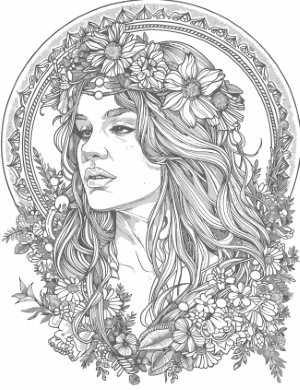 Girl with Flowers in Hair 32xAI