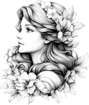 Girl with Flowers in Hair 32xAI