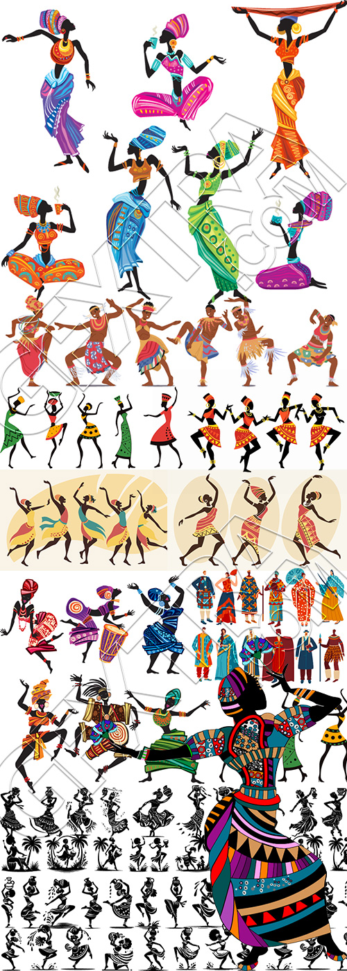 African Tribal Dancers in Traditional Ethnic Style 31xAI African Tribal Dancers in Traditional Ethnic Style 31xAI
