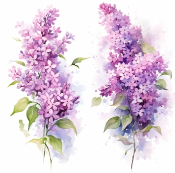 Purple Spring Flowers 24xPNG, 1xAI