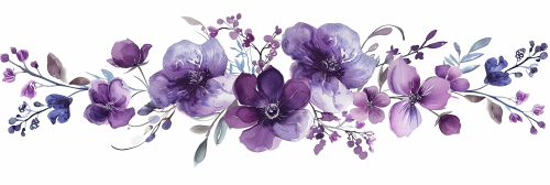 Purple Spring Flowers 24xPNG, 1xAI