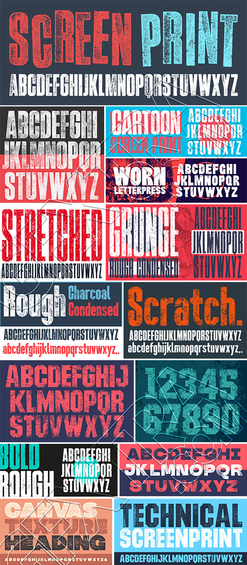 Textured Rough Fonts #2, 25xAI