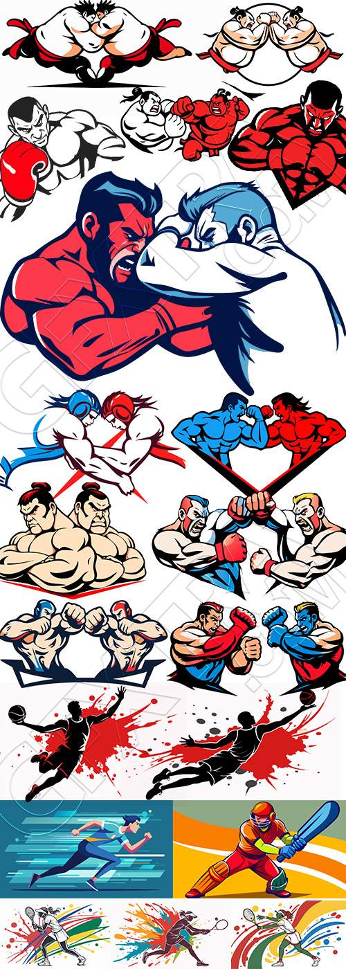 Dynamic Sports & Strong Fighters Vector Mascots 25xSVG
