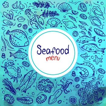 SeaFood Doodles & Menu Templates 30xAI, 3xJPEG