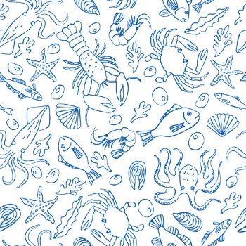 SeaFood Doodles & Menu Templates 30xAI, 3xJPEG