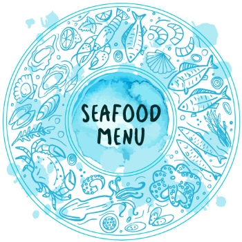 SeaFood Doodles & Menu Templates 30xAI, 3xJPEG