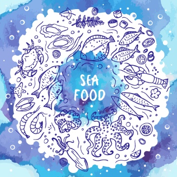 SeaFood Doodles & Menu Templates 30xAI, 3xJPEG