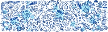 SeaFood Doodles & Menu Templates 30xAI, 3xJPEG