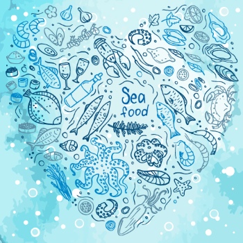 SeaFood Doodles & Menu Templates 30xAI, 3xJPEG