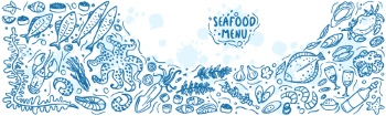 SeaFood Doodles & Menu Templates 30xAI, 3xJPEG