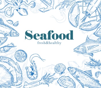 SeaFood Doodles & Menu Templates 30xAI, 3xJPEG