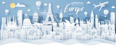 Travel & Tourism Concept Landmarks of Europe 24xAI