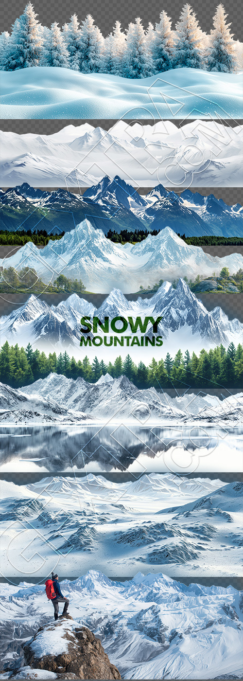 Snowy Mountains & Forest 25xPNG