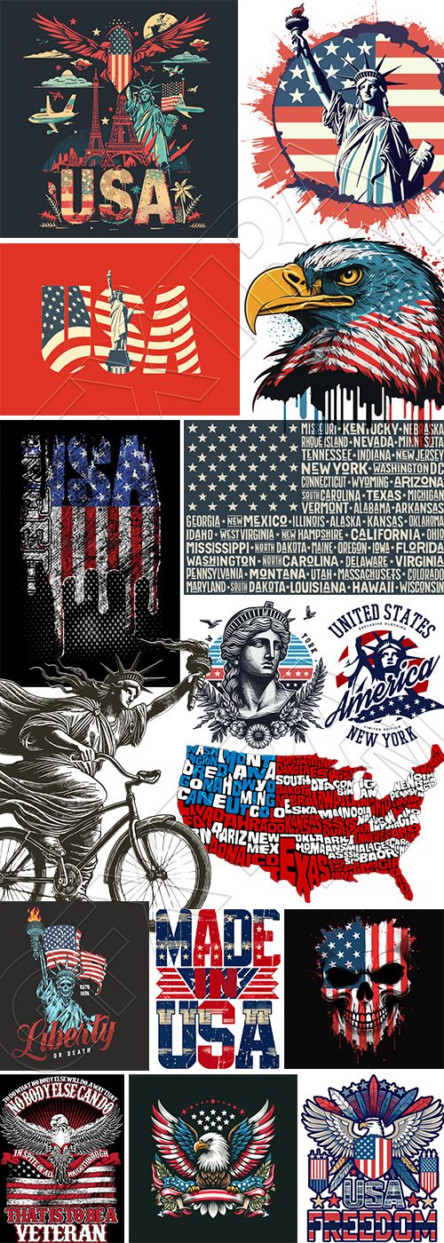 USA T-Shirt Design #1, 25xAI