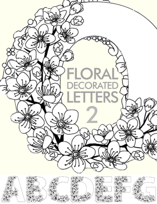 Floral Decorated Letters #2, 26xAI