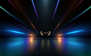 Boards, Lights, Ribbons & Sparks Blue Background Templates 32xAI