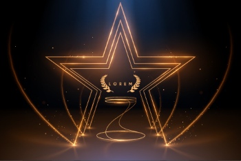 Boards, Lights, Ribbons & Sparks Gold Background Templates 32xAI