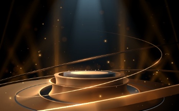 Boards, Lights, Ribbons & Sparks Gold Background Templates 32xAI