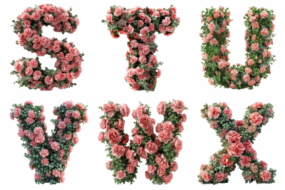 Carnation Floral PNG Alphabet 5xPNG